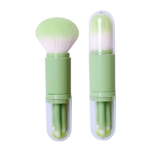 Cartoon Telescopic 4 In 1 Travel Portable Makeup Brush Set Eyeshadow Lip Cosmetic Face Kit Beauty Tools