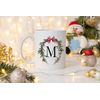 111283 Personalized Classic Christmas Wreath Monogram Ceramic Coffee Mug 11oz