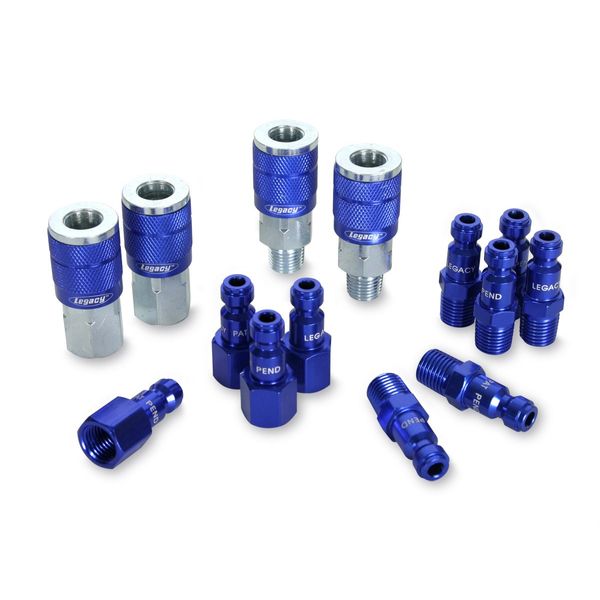 ColorConnex Coupler & Plug Kit (14 Piece), Automotive Type C, 1/4 in. NPT, Blue, A72458C