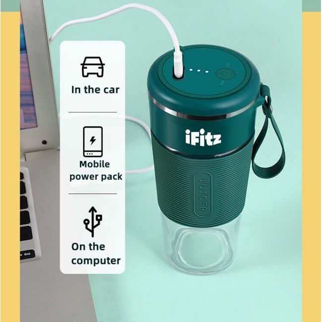 Blend on the Go: iFitz Portable 6 Blade USB Rechargeable Blender Bottle -  Your Perfect Travel Companion for Fresh Fruit Juices, Smoothies, and  Ice-Crushing Nutrition Extraction! - iFitz USA