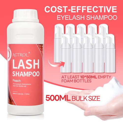 ACTROL Lash Extension Cleanser Peach 500ml Eyelash Shampoo Lash Wash Shampoo Lash Cleanser Foam with Salon and Home Care