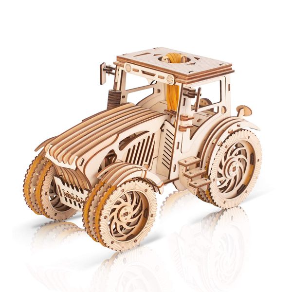 GuDoQi Tractor Model Kit, 3D Wooden Puzzle, Wood Construction Kit for Teens Adults to Build, Make Your Own Woodcraft Kit, DIY Assembly Toy, Gift Idea for Birthdays Christmas Father's Day