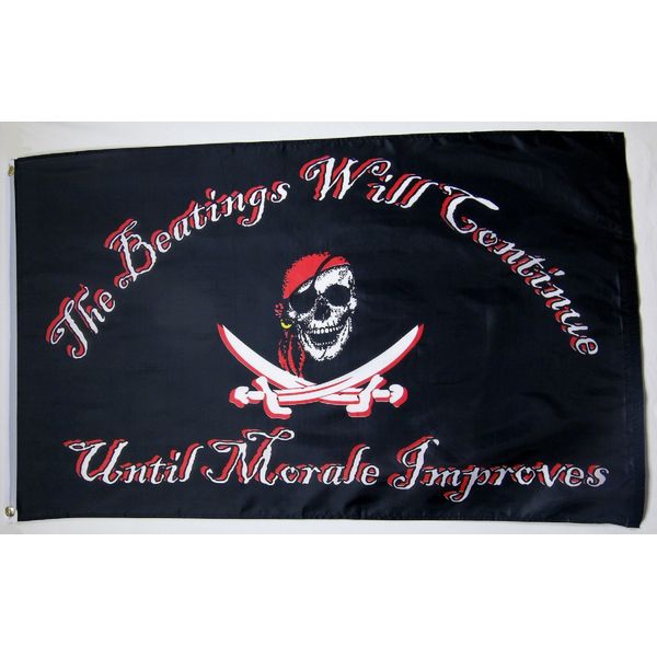 The Beating Will Continue Until The Morale Improves Pirate Flag 3' X 5' Banner