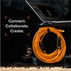 Tether Tools TetherPro Optima 10G USB Exclusive Data Transfer, 6’ (1.8M) Straight to Right Angle Cable - Orange