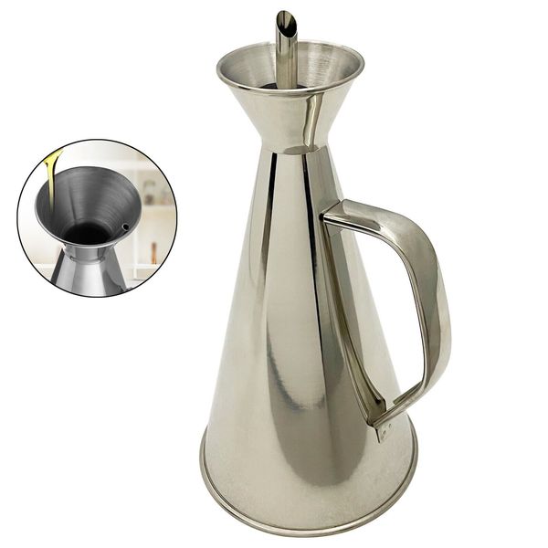 Oil Dispenser Stainless Steel Olive Oil Can Separator Storage Can Kitchen 17oz