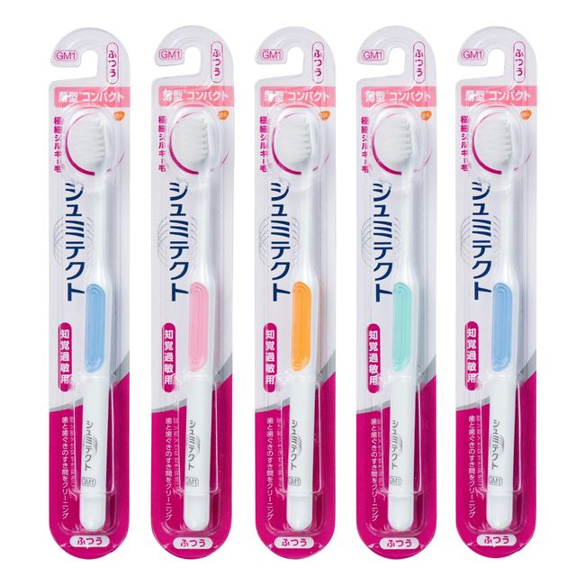 Shumitect Gentle Periodontal Care Ultra Fine Silky Bristles Toothbrush, Sensitive Care, Thin, Compact, Regular, 5 Pieces *Colors cannot be selected