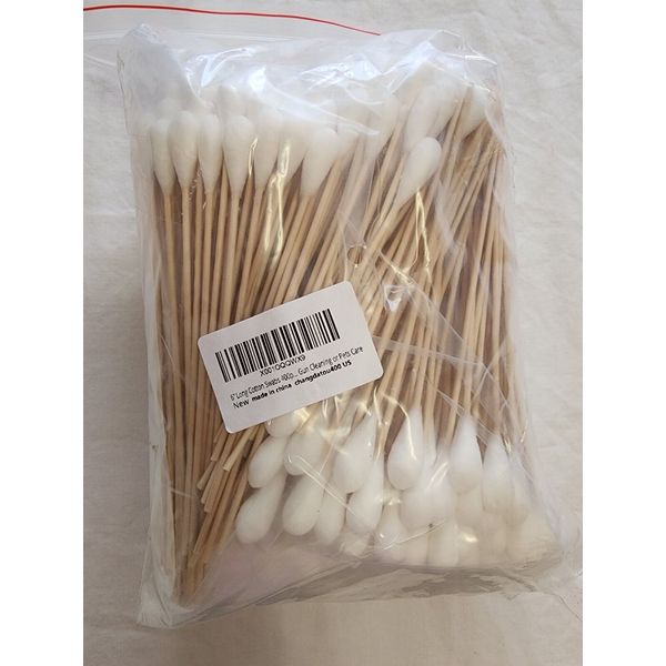 6" Long Cotton Swabs 400 Count for Gun Cleaning/Makeup/Pet Care