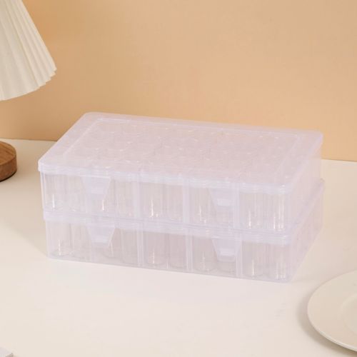VTG Diamond painting storage container, 2 packs of 60 grid bead decorations and diamond painting labels, grid bead decoration box with partition diamond painting accessory labels.