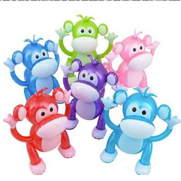 4 PACK ASSORTED COLOR MONKEY 24 INCH INFLATE NOVELTY TOY inflatable blow up 128