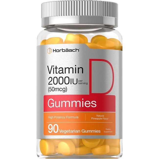 Vitamin D3 2000iu Gummies | 90 Count | Vegetarian | 50 mcg | by Horbaach