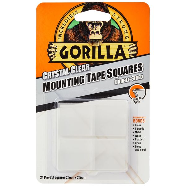 Gorilla Mounting Tape Squares Crystal Clear (1 Pack)