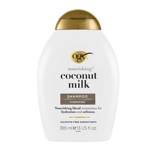 OGX Coconut Milk Shampoo (385 ml), feuchtigkeitsspendendes Haarpflege Shampoo mit Kokosmilch, Kokosöl und Protein, intensiv nährendes Pflege Shampoo ohne sulfathaltige Tenside