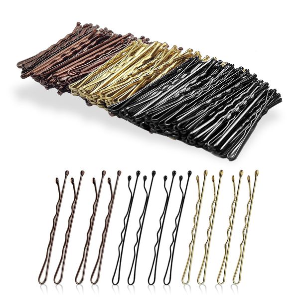 180 Pieces Bobby Pins Hair Clips Hair Grips Kirby Grips - Womens Girls Hair Styling Pins with Storage Box Black Blonde & Brown