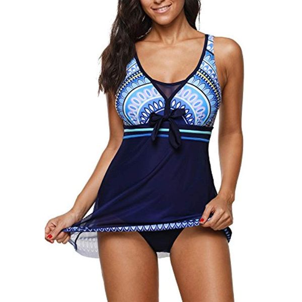 American Trends Womens Bathing Suits Plus Size Slimming One Piece Swimsuits for Women Swimsuit Tummy Control One Piece Swimdress Blue Swim Dress X-Large