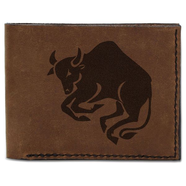 Men's Taurus Handmade Natural Genuine Pull-up Leather Wallet MHLT_03