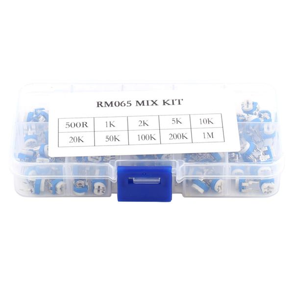 Variable Resistors Potentiometer Kit, 100pcs 10 Values 500ohm-1m Ohm Breadboard Potentiometer, Variable Resistor Trimmer Potentiometer, Adjustable Horizontal Cermet Potentiometer