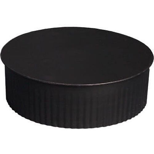 Black Stove Pipe Clean Out Tee Cap With Crimp, 24-Ga., 7-In.