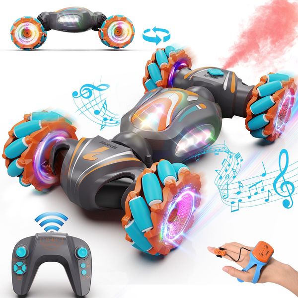 Nicella Gesture Sensing RC Stunt Car, Remote Control Car for Boys Toys Age 6-8-12, 4WD Hand Controlled RC Twist Car with Light & Music, Cool and Ideas Gifts for Kids Age 7 9 10 11 12 Years