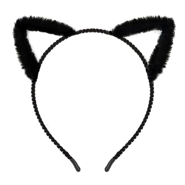 WHAVEL Cat Ears Black Cat Ears Headband Cute Fur Fox Ears Cat Headband Plush Animal Ears Headband Costume Cosplay Cat Costume Party Supplies Halloween