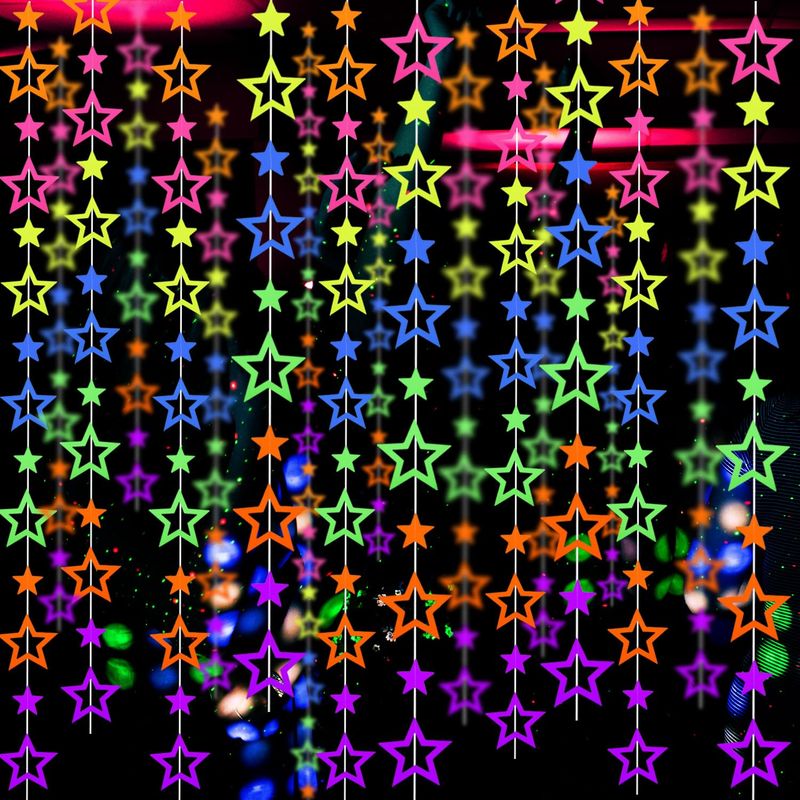 NUOBESTY UV Reactive Neon Garland - 6.5M Glow In Dark Streamers For Party Ceiling Decorations