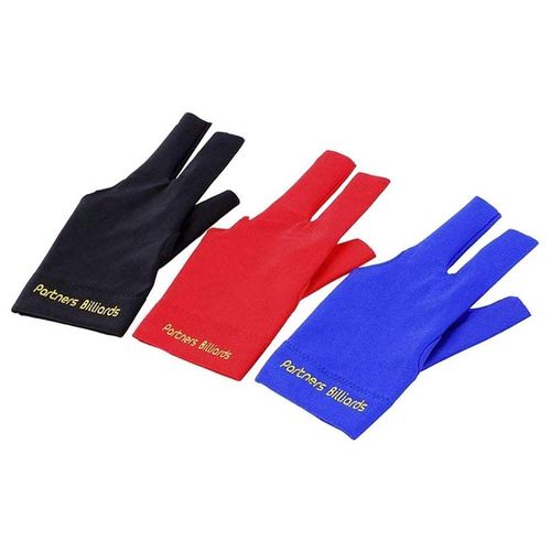 POFET 4Pps Man Woman Elastic Lycra Left Hand 3 Fingers Billiard Cue Glove for Shooters Carom Pool Snooker Cue Sport (Red Blue Black Gray)