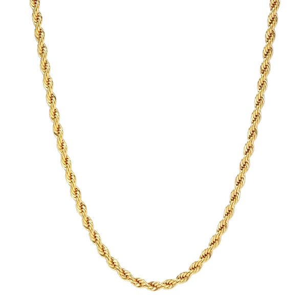 Source 20 inch 18ct Gold plated 2mm thick Braided Rope Chain Necklace