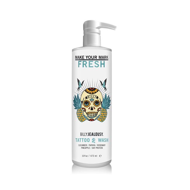 Billy Jealousy Make Your Mark Fresh Tattoo Wash, Cleansing and Hydrating Tattoo Aftercare Enriched With Cucumber and Rosemary, 16 Fl Oz