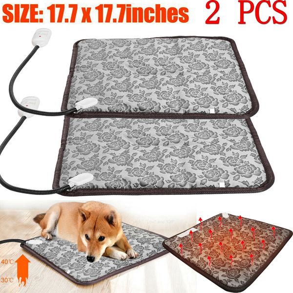 2 Pack Dog Cat Electric Heating Pad Pet Constant Temperature Warming Cushion Bed