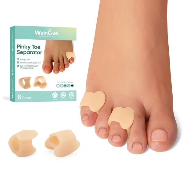 Gel Toe Separator - 8 Pack Pinky Toe Spacers - Little Toe Cushions, Small Toe...