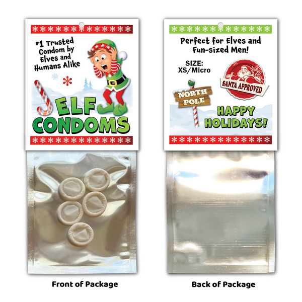 ELF Mini CONDOMS Gag Joke Stocking Stuffer White Elephant Gift Party Christmas