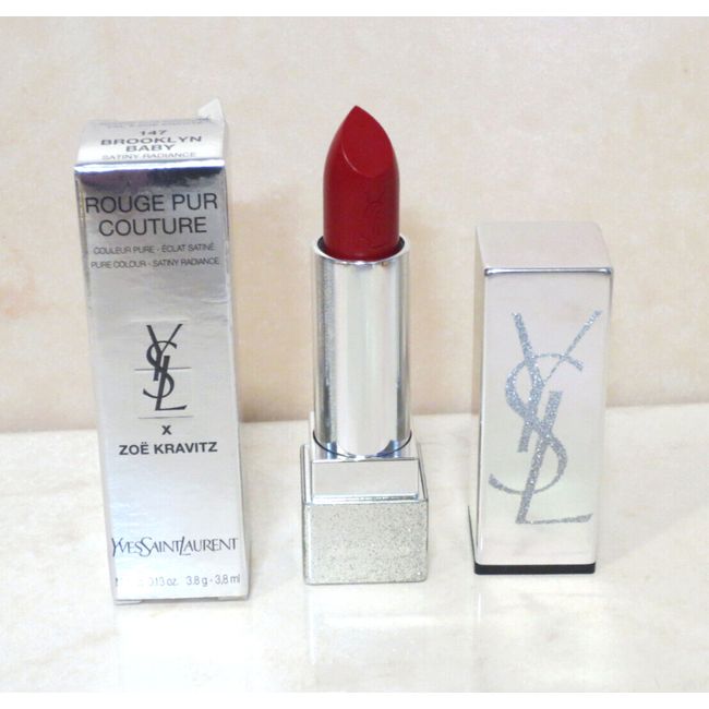 YSL X ZOE KRAVITZ ROUGE PUR COUTURE SATINY RADIANCE LIPSTICK 147 BROOKLYN BABY