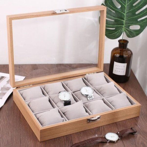 Display wood watch storage box 12 case storage box