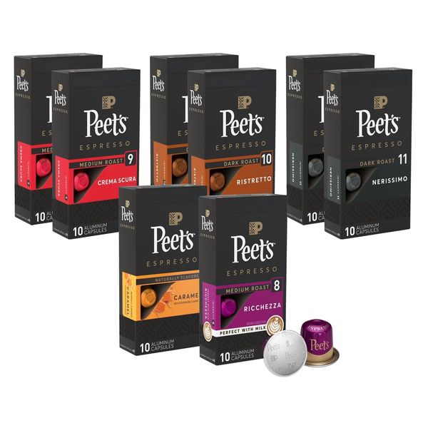 Peet's Coffee Dark Roast Espresso Capsules Variety Pack Compatible with Nespr...