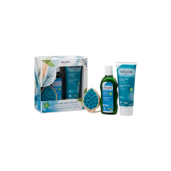 Weleda Refreshing Scalp Care Set with Head Spa Brush, Herbal Scent, Naturally Derived Ingredients, Organic