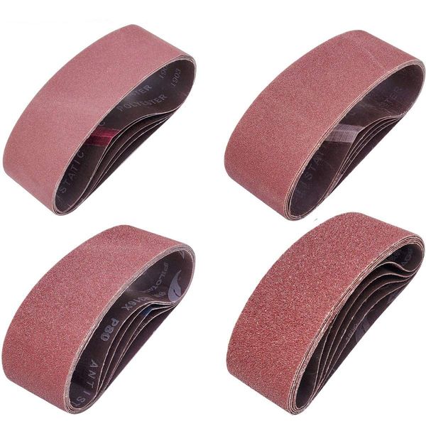 Sackorange 20 PCS 3 inch x 21 inch Abrasive Sanding Belts - 5 Each of 40 80 120 240 Grit Aluminum Oxide Sanding Belts For Belt sander (3 x 21 inch)