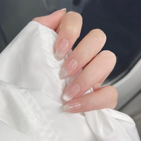 Pink Gradient Nail Tips 24pcs Nail Tips for Wedding, Party, Holiday, Dating, Prom, Daily Life