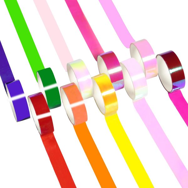 CGLRybO 10 Rollen Washi Tape Set, Helles holografisches Farbmaskierungsband Regenbogen-Papierbänder für Bullet Journals,Scrapbooking & Bastelbedarf, DIY (10 Rollens-schillernder Film)