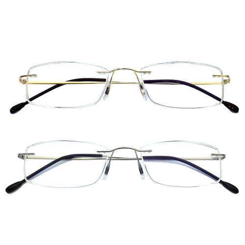 HIYANJN Rimless Readers Blue light proof reading glasses Women Men Anti Glare Filter Lightweight Eyeglasses (2-Pack,2.5)