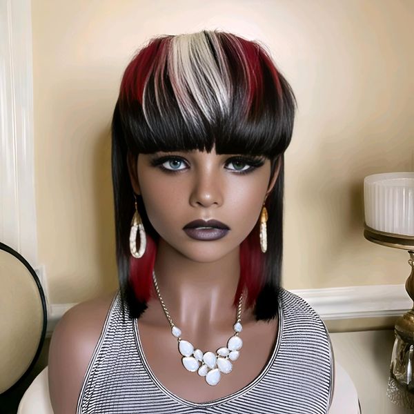 FCHW-wig Short Hair Wigs For Black Women Short Pixie Cuts Wigs For Black Women Short Straight Ladies Wigs Synthetic Short Wigs For Women African American Women Wigs (9613-2)