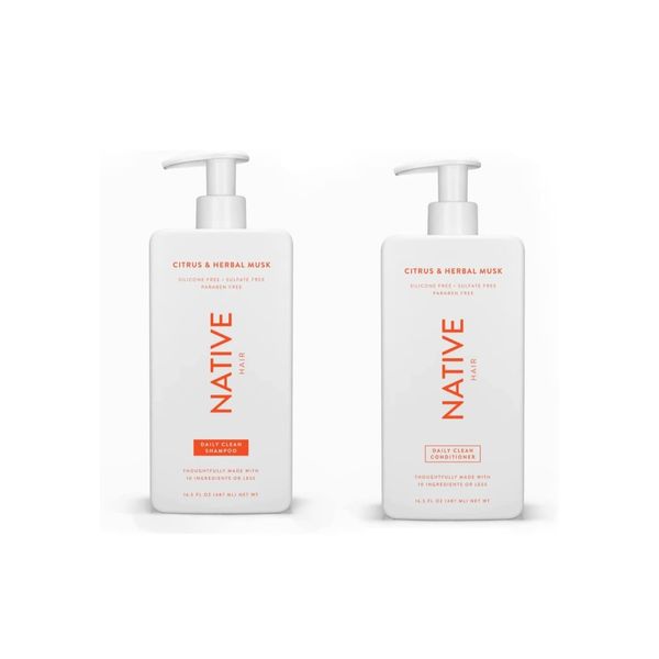 Native Shampoo and Conditioner Set | Sulfate Free, Paraben Free, Dye Free, with Naturally Derived Clean Ingredients| 16.5 oz (Citrus & Herbal Musk, Daily Clean)