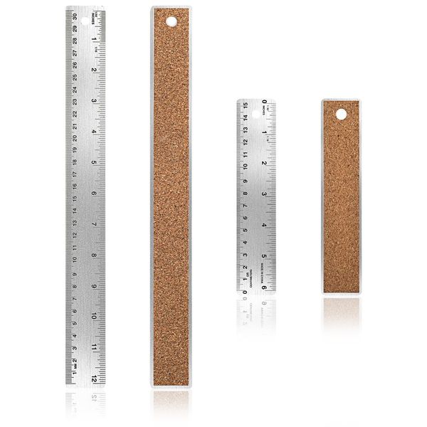 Ouligay 2 Stück Edelstahl Lineal Metall Lineal 30cm 15cm Stahllineal mit Doppelseitenskala Kante Messwerkzeug für Lehre Büro Zeichnen Engineering