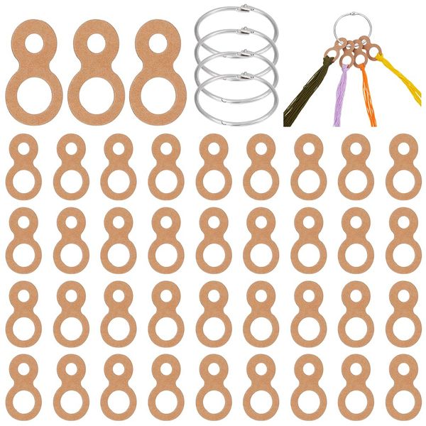 BENECREAT 100 Sheets Thread Spooling, Kraft Paper, Gourd Shape, Sewing Storage, Thread Drop, 4 Hanging Rings, Floss, Thread, Embroidery Thread, Organizing Thread Material, Thread Storage, Bobbin,