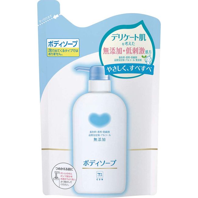 Cow Brand Additive-free Body Soap Refill, 13.5 fl oz (400 ml), Set of 4