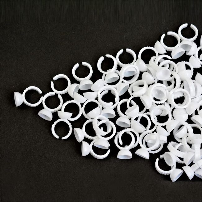 100 Pieces Eyelash Glue Holder Rings Cups Pigment Rings False Eyelashes Extensions Beauty Tool (White S)