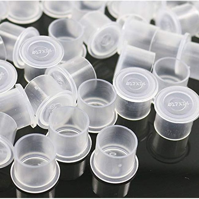 Tattoo Ink Caps,300pcs Large Size 17mm x 14mm Plastic Disposable Microblading Tattoo Pigment Self Standing Cups,Tattoo Supplies Ink Holder