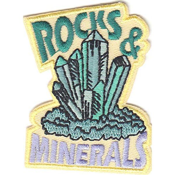 "ROCKS & MINERALS" PATCH-Iron On Embroidered Patch/Outdoors, Learning, Research