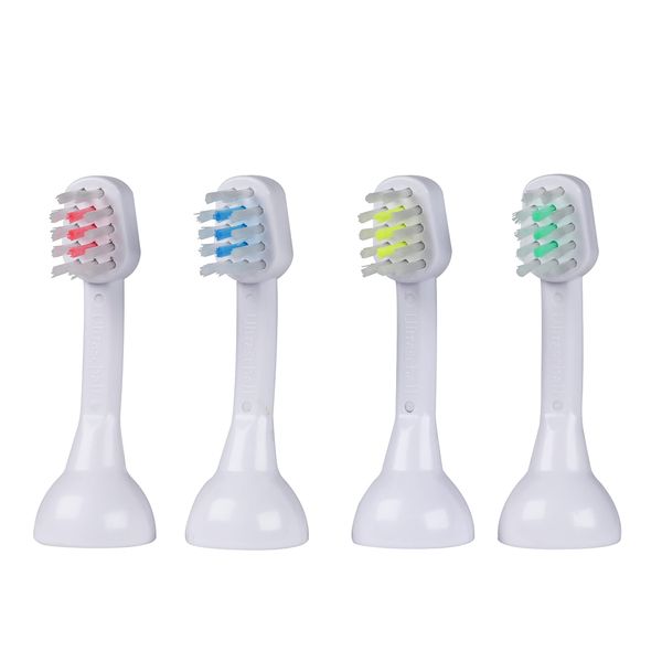 Emmi-dent Metallic/Professional 2-Pin Bristle-Head Attachments - Electric Toothbrush Replacement Heads. Cleans with Ultrasound Waves (Kids 4 Pack)