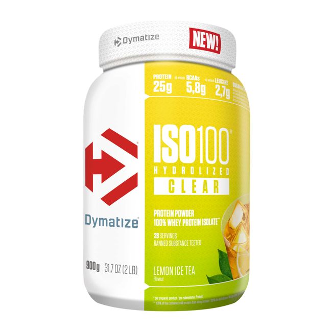 Dymatize ISO 100 Hydrolyzed Clear Lemon Ice Tea 900g Whey Protein Powder