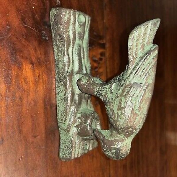 Heavy Metal Cast Iron Decorative Rustic Woodpecker Bird Door Knocker 6" Long