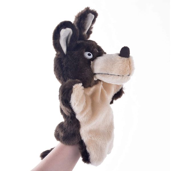 Wolf Hand Puppets Plush Animals Toys for Imaginative Pretend Play Storytelling Gifts for Kids Brown